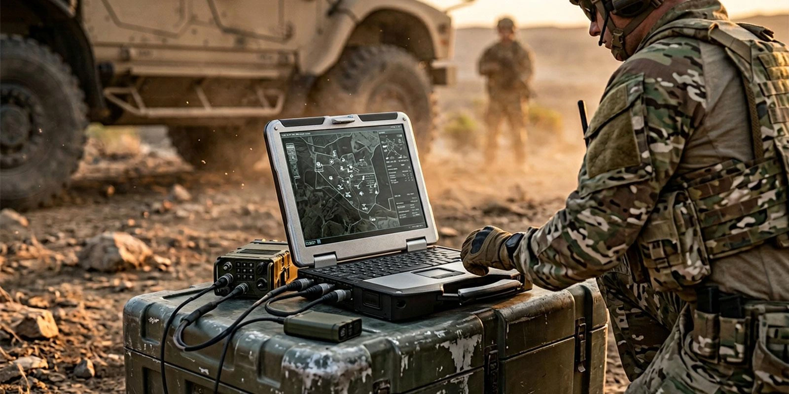 Team member reviewing analytics on a laptop